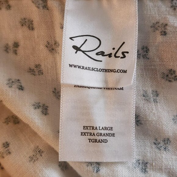 Rails Shirt Mens XL Carson Bleu Fleurs Linen Blend Short Sleeve Floral - Picture 5 of 11